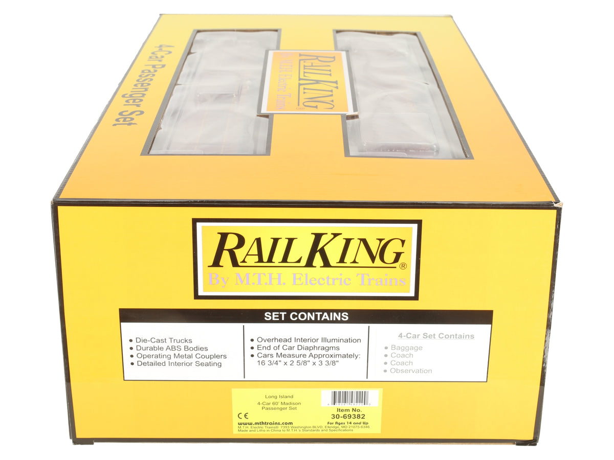 MTH 30-69382 O Gauge RailKing Long Island 4-Car 60’ Madison Passenger Set NIB