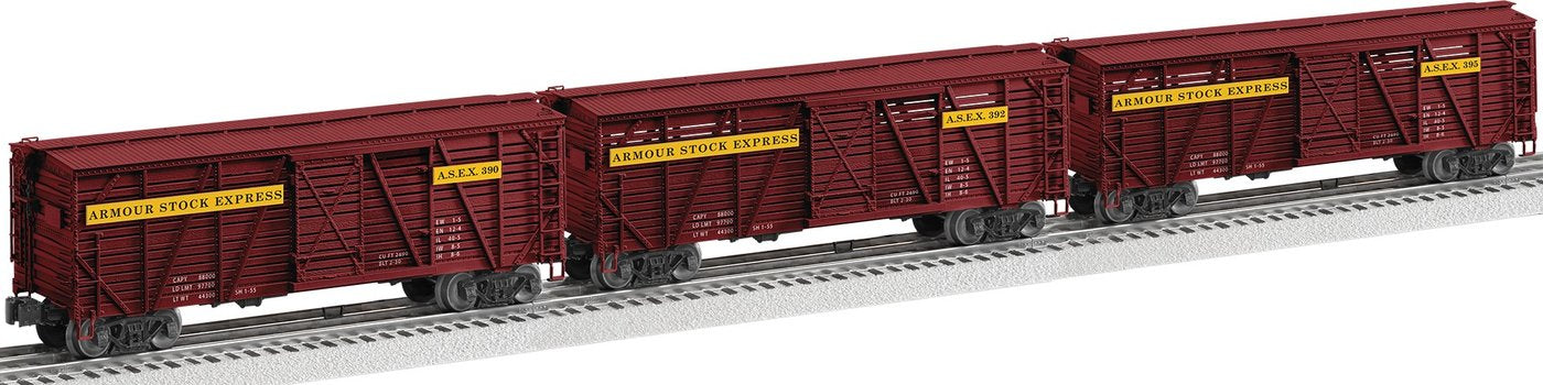 Lionel 2026810 O VISIONLINE Armour Stock Car  (Set of 3)