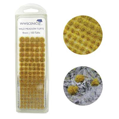 WWScenics W3T-WM4 4mm Self-Adhesive Wild Meadow Grass Tufts (Set of 100)