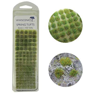 WWScenics W3T-SP6 6mm Self-Adhesive Spring Tufts (Set of 103)