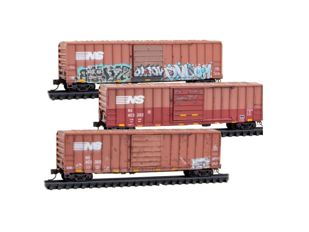 Micro-Trains 99305012 N Norfolk Southern Weathered 50' Boxcar (Set of 3)