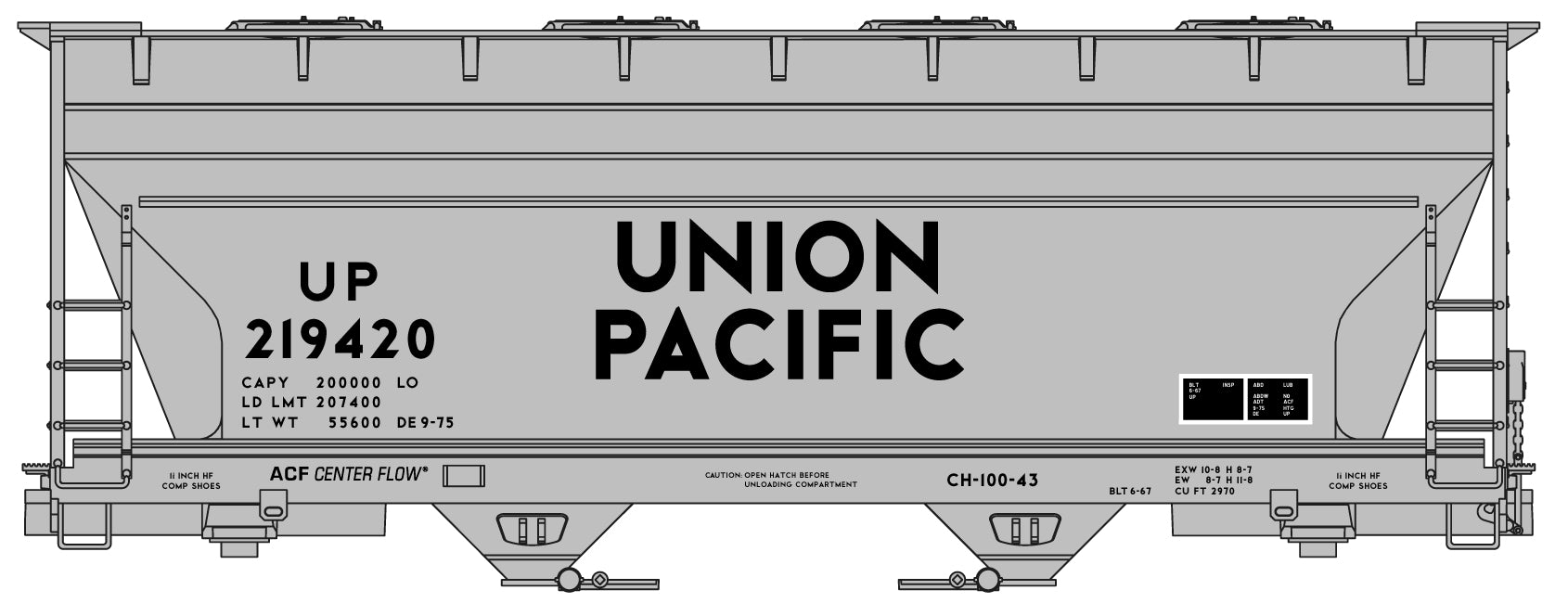 Accurail 2207 HO Union Pacific ACF 2-Bay Covered Hopper Kit