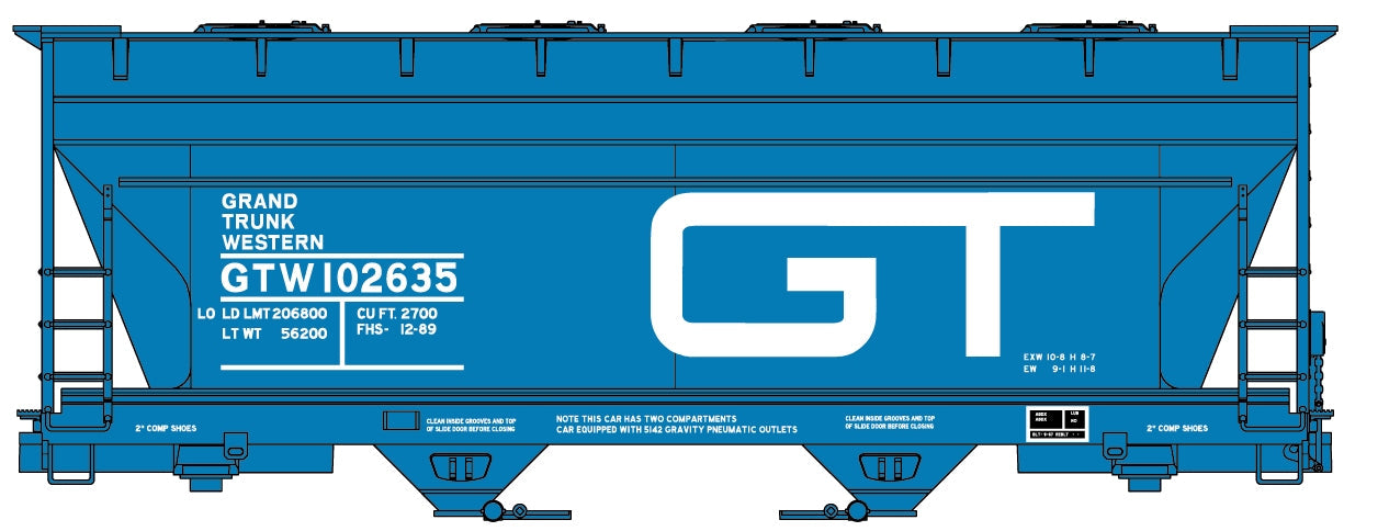 Accurail 2221 HO Grand Trunk Western 2-Bay ACF Covered Hopper Kit