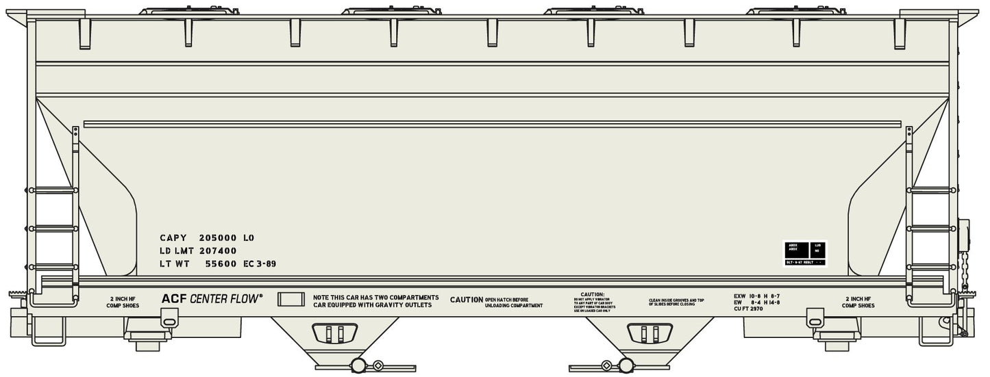 Accurail 2292 HO Data Only ACF 2-Bay Covered Hopper