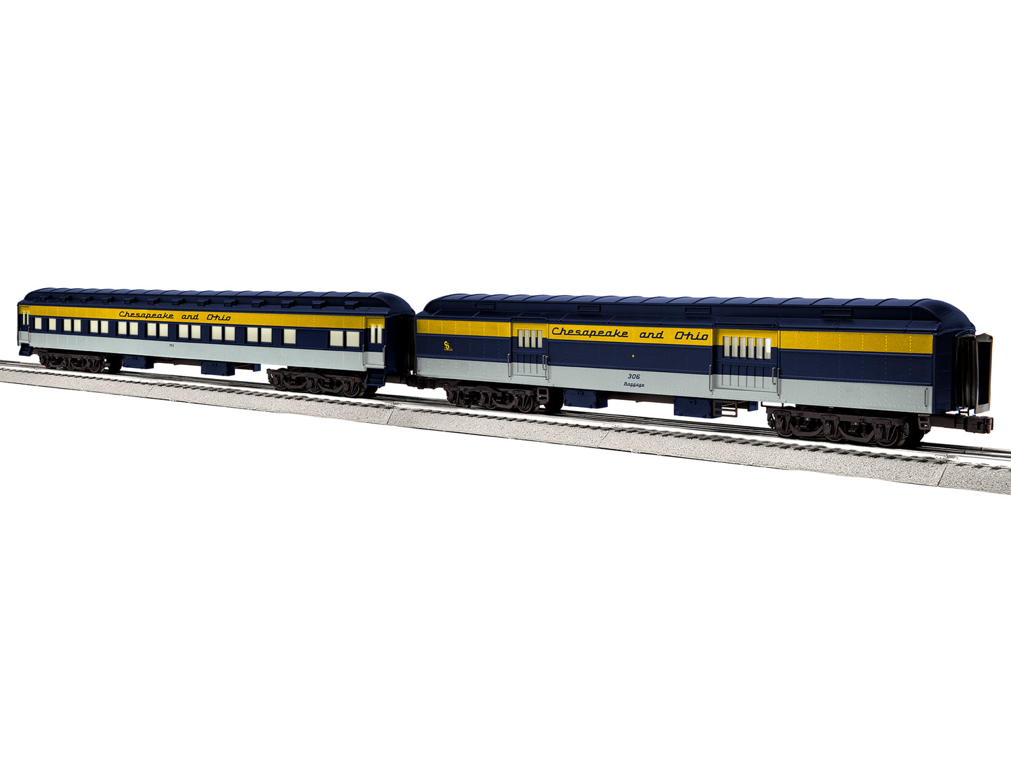 Lionel 2327010 O Chesapeake & Ohio 18" Passenger Car Pack A #306/#711 (Set of 2)
