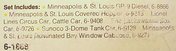 Lionel 6-1868 O Gauge Minneapolis & St. Louis Service Station Train Set MT/Box