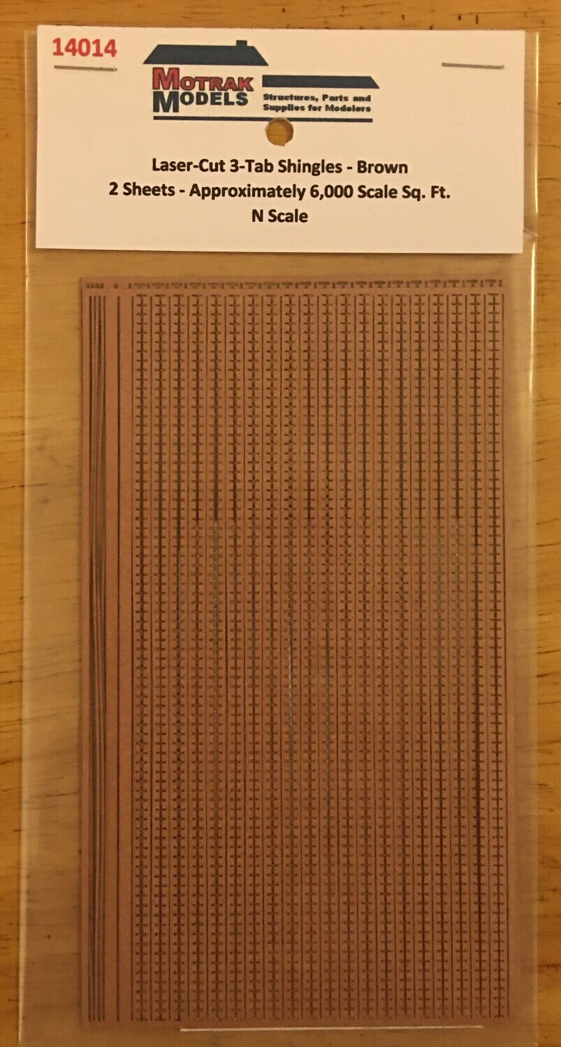 Motrak Models 14014 N Laser-Cut 3-Tab Shingles - Brown (Pack of 2)