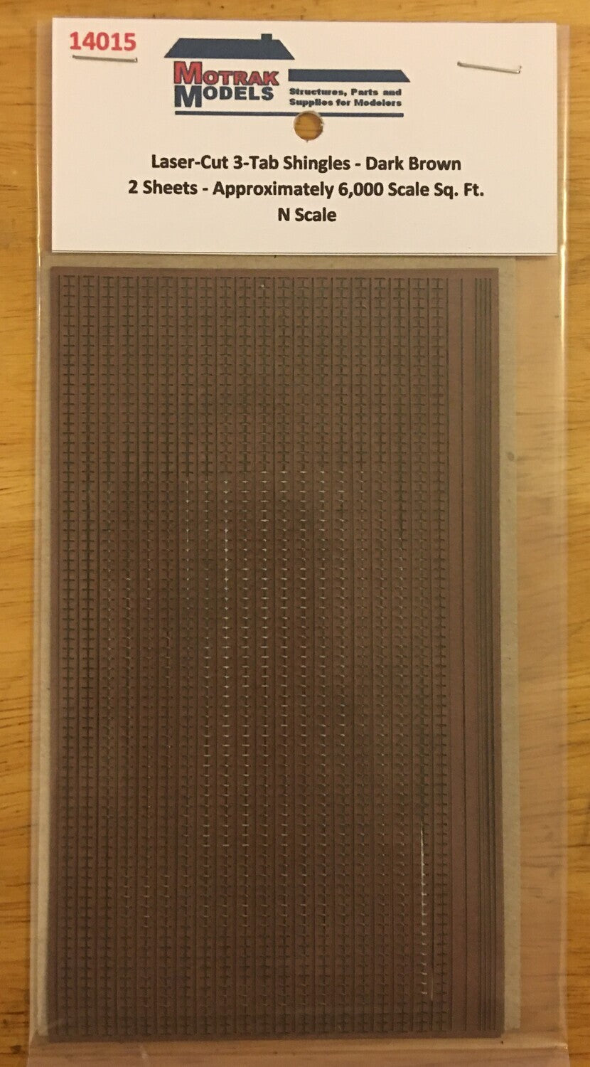 Motrak Models 14015 N Laser-Cut 3-Tab Shingles - Dark Brown (Pack of 2)