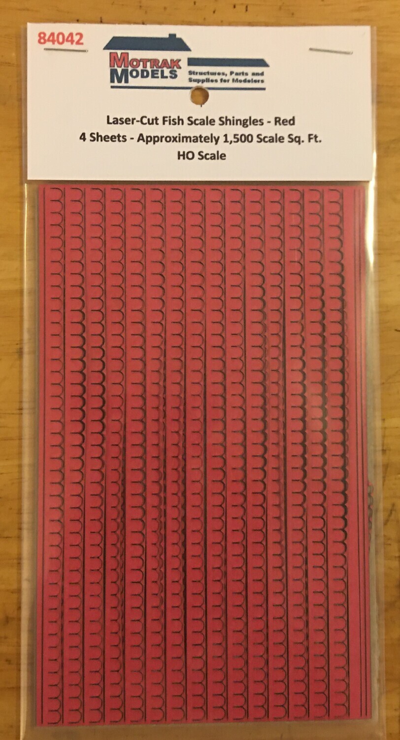 Motrak Models 84042 HO Laser Cut Fish Shingles - Red (Pack of 4)