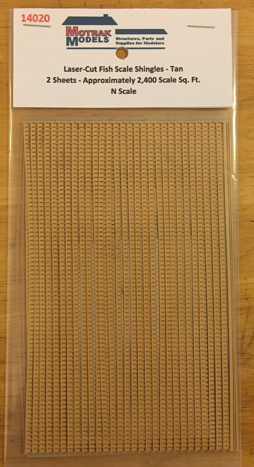 Motrak Models 14020 N Laser-Cut Fish Shingles - Tan (Pack of 2)