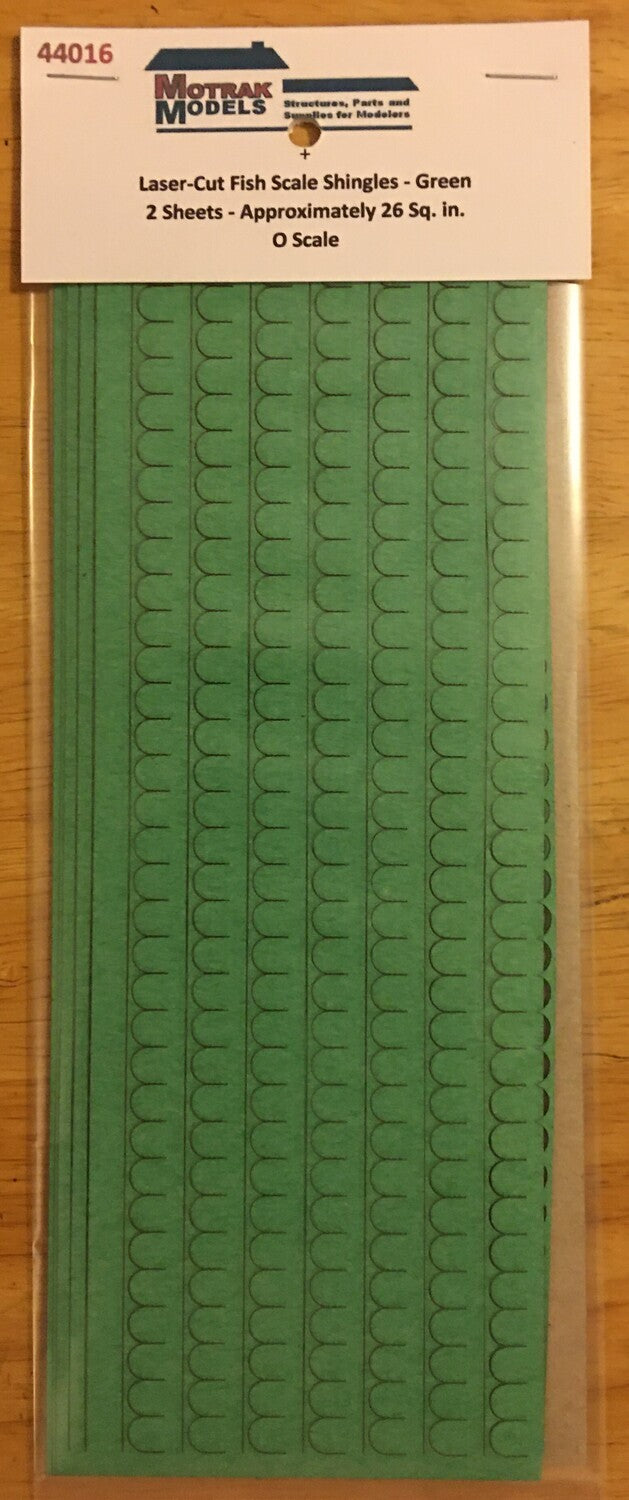 Motrak Models 44016 O Laser Cut Fish Shingles - Green (Pack of 2)