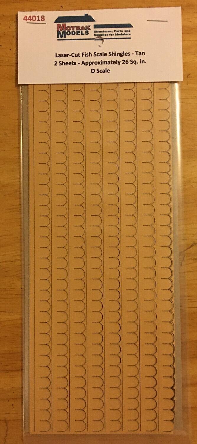 Motrak Models 44018 O Laser Cut Fish Shingles - Tan (Pack of 2)