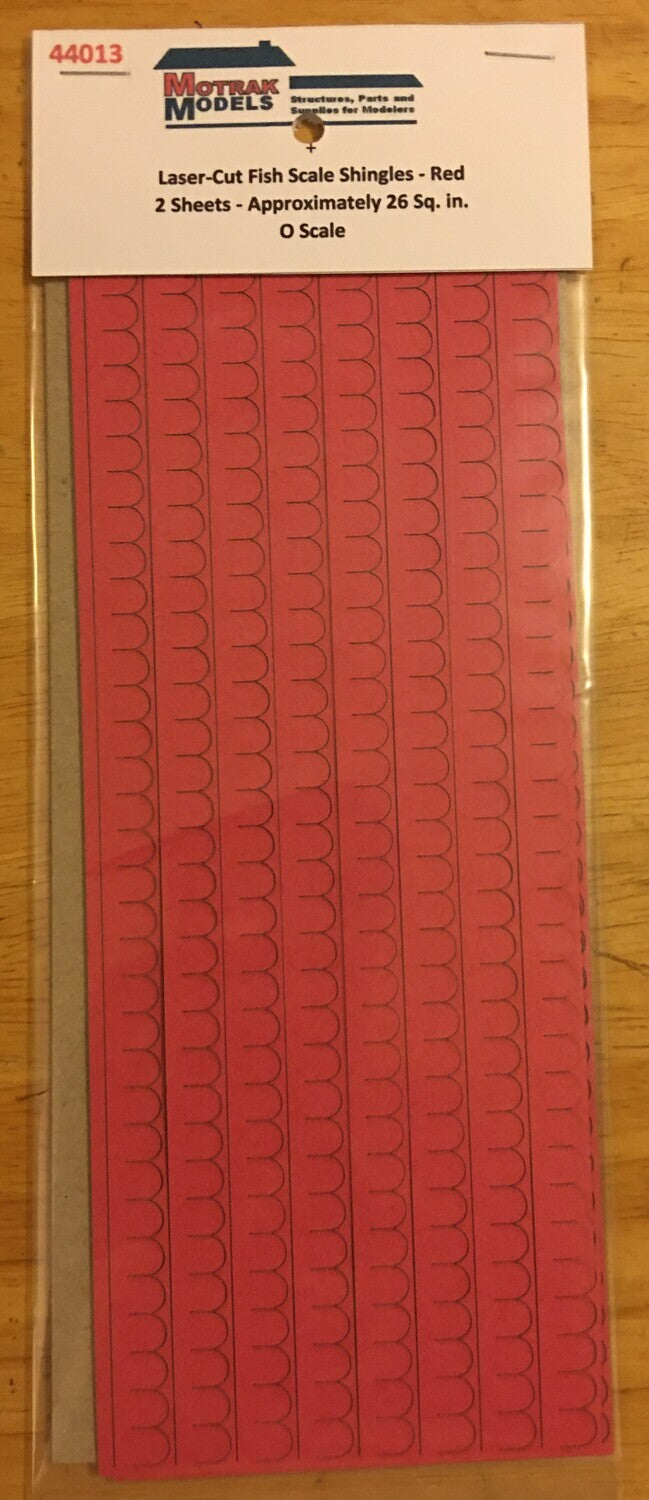 Motrak Models 44013 O Laser Cut Fish Shingles - Red (Pack of 2)