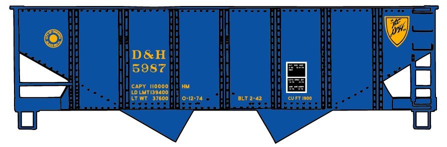 Accurail 2589 HO Delaware & Hudson USRA 55-Ton 2-Bay Open Hopper Kit #5987