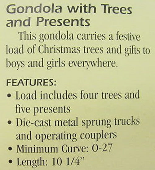 Lionel 6-26330 Christmas Gondola with Trees & Presents LN/Box