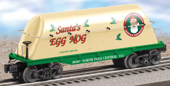 Lionel 6-26367 O Gauge Santa Egg Nog Flatcar w/Container NIB