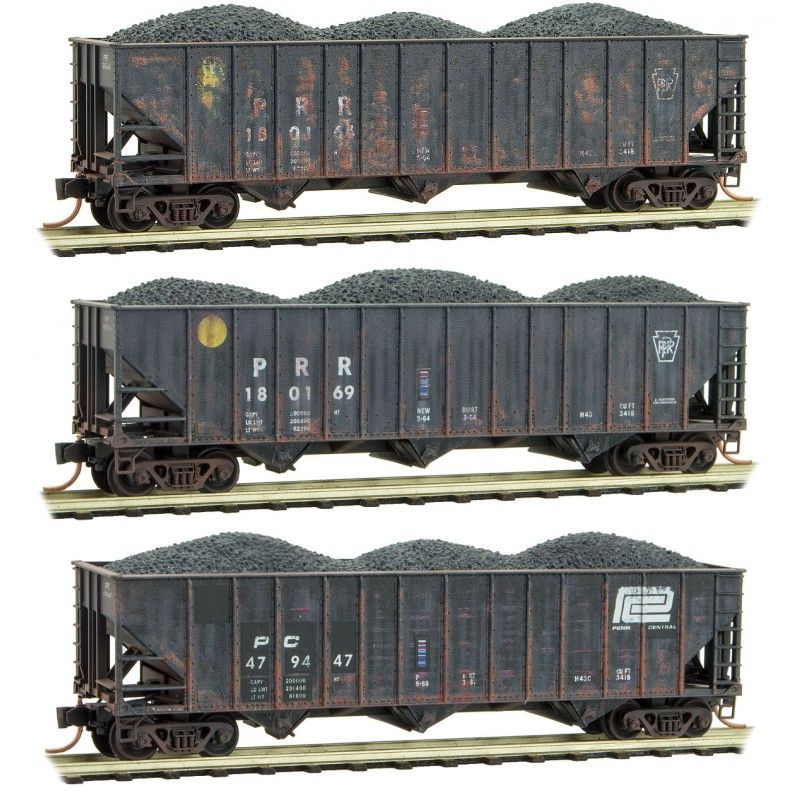 Micro-Trains 99305420 N PC Weathered 3-Bay Rib Sided Hopper w/Load (Set of 3)