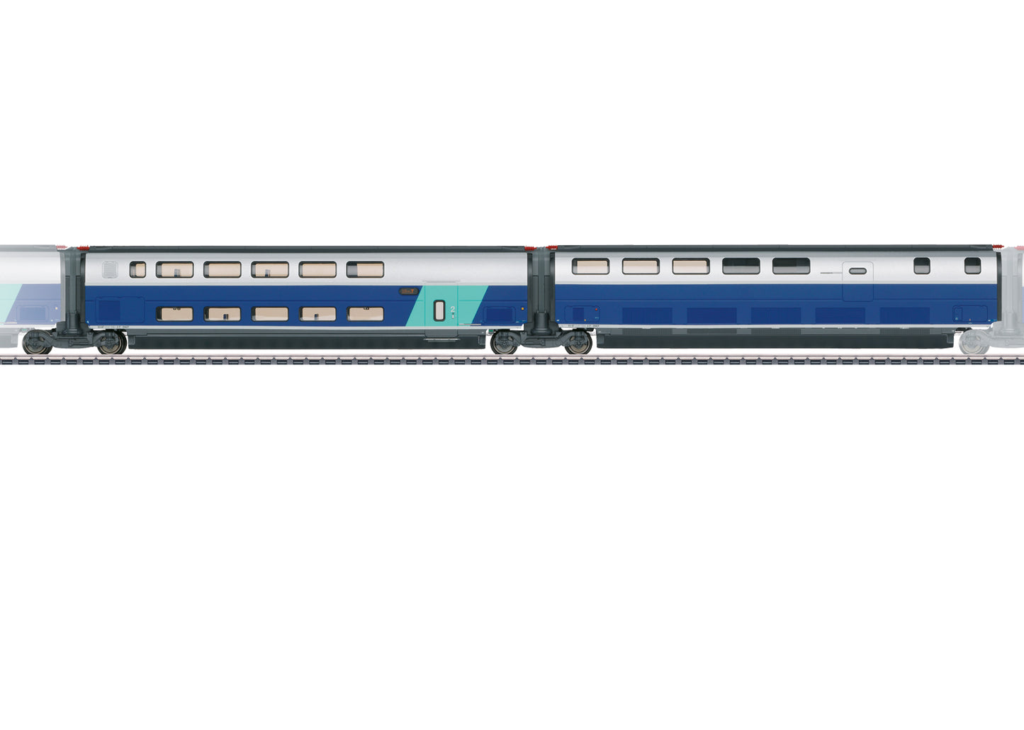 Marklin 43443 HO French State Railways TGV Euroduplex Add-On Car #3 (Pack of 2)