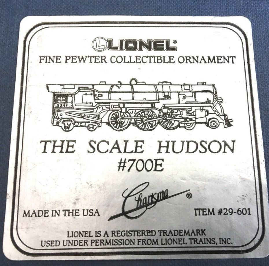 Lionel 29-601 Charisma Fine Pewter Collectible Ornament - The Scale Hudson #700E