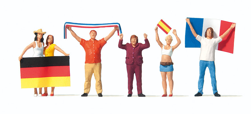 Preiser 10745 HO International Soccer Fans Figures (Set of 6)