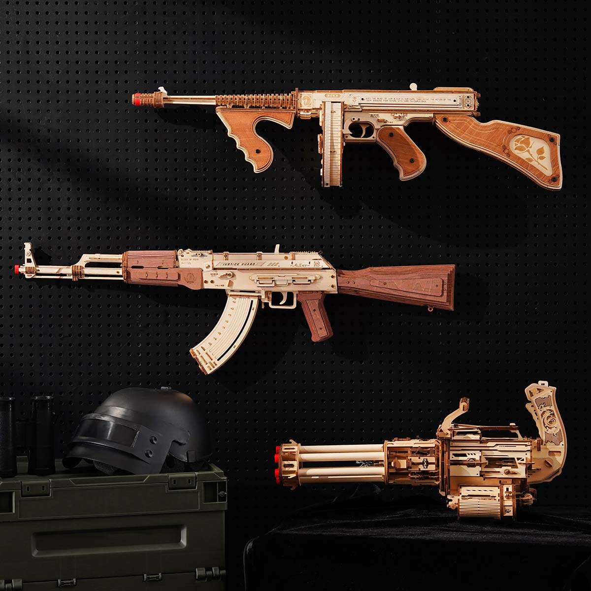 Robotime LQA01 ROKR Rotating-Barrel Machine Toy Gun 3D Wooden Puzzle