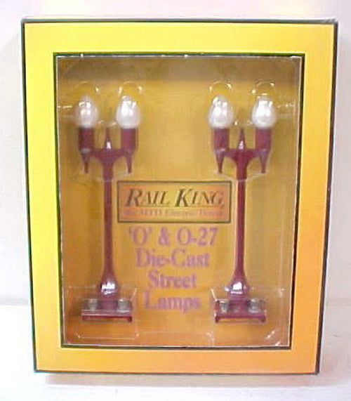 MTH 30-1081 O Maroon Red Diecast Teardrop Lamp Set