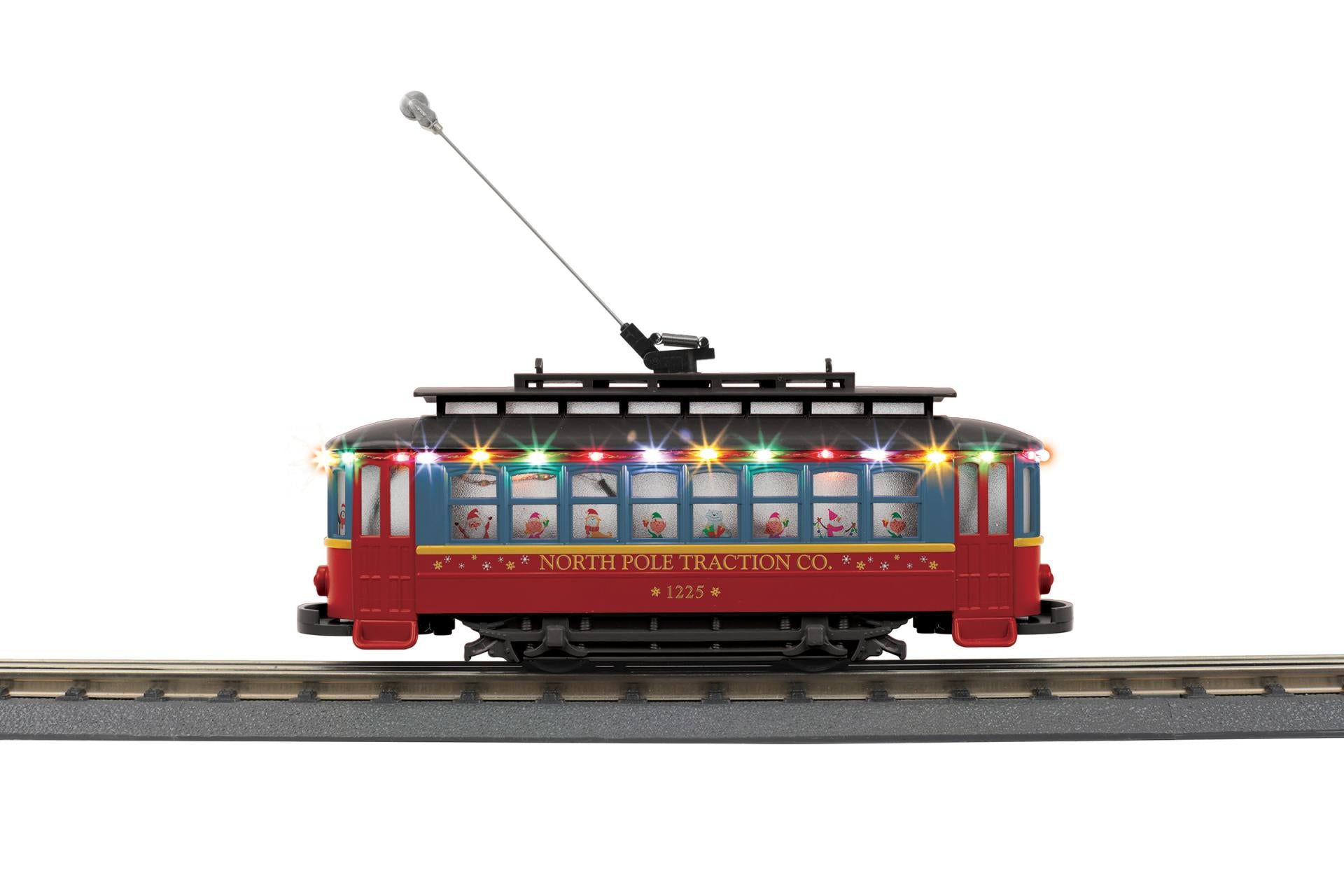 MTH 30-5255 O North Pole RailKing Bump-n-Go Trolley with LED Lights