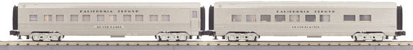 MTH 30-67399 O WP 60' Streamlined ABS Sleeper/Diner Passenger Car Set (Set of 2)