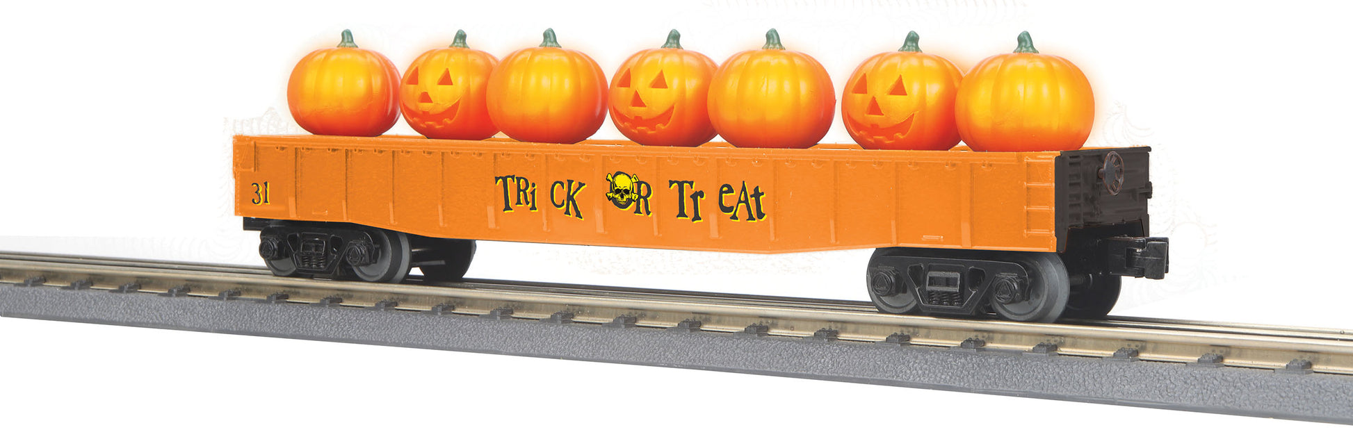 MTH 30-72209 O Halloween Gondola Car with Flickering Lighted Jack-O-Lanterns