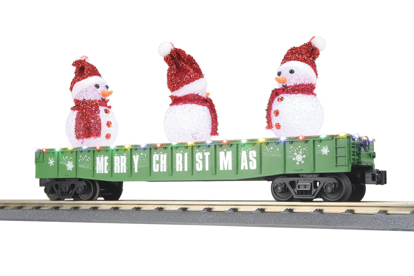 MTH 30-72263 O RailKing Christmas Gondola Car w/LED Christmas Lights & Snowmen