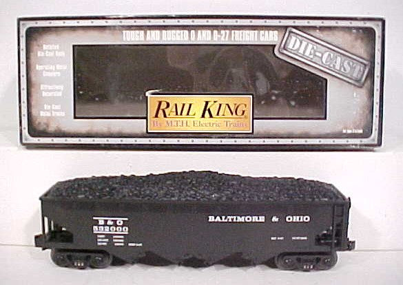 MTH 30-8001 O Baltimore & Ohio Die-Cast 4-Bay Hopper with Coal Load NIB