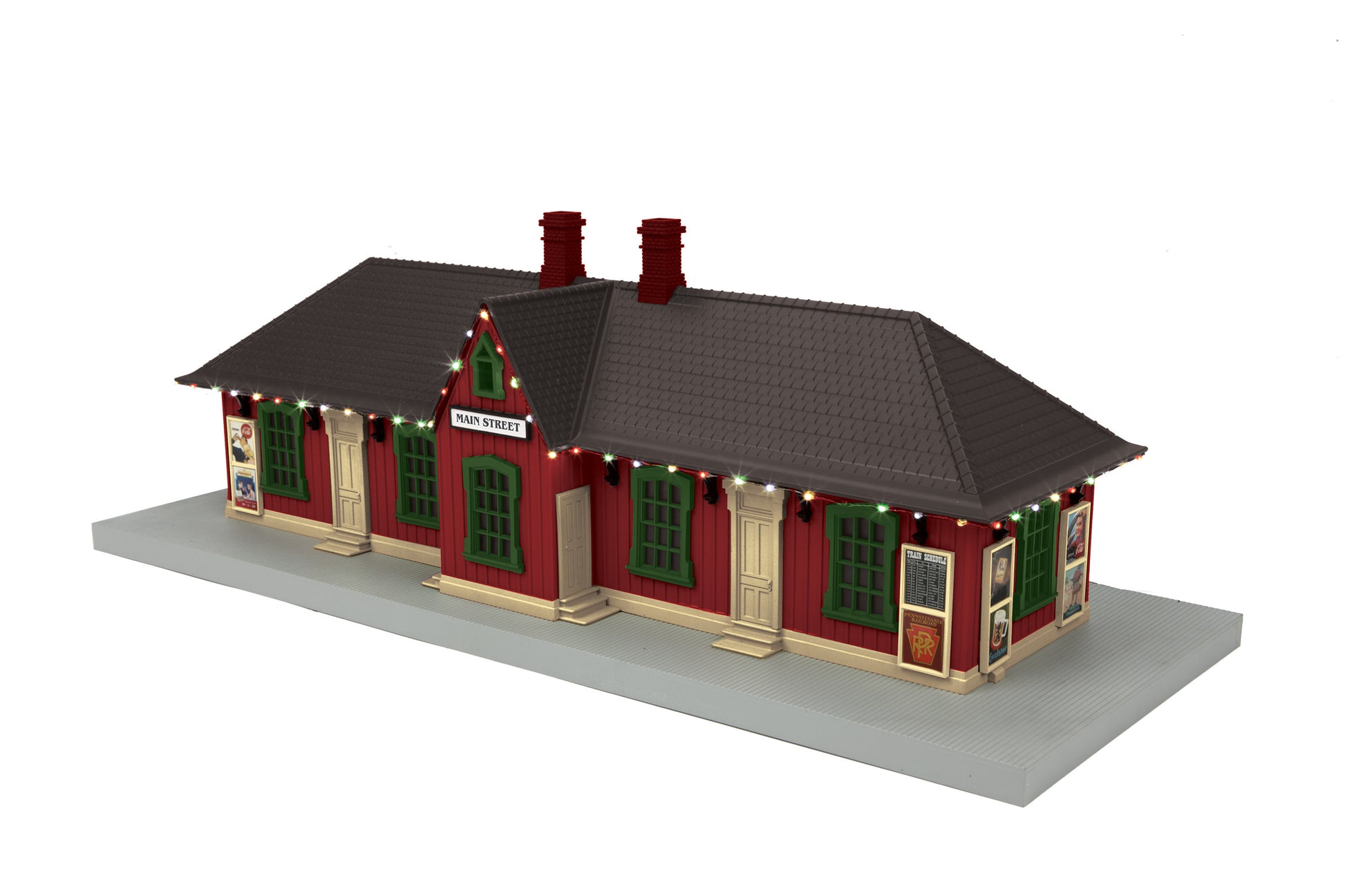 MTH 30-90641 O RailKing Country Passenger Station with Christmas Lights