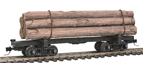 Micro-Trains 86500050 HOn3 Unlettered 30' Log Car with Painted Logs & Chain Load