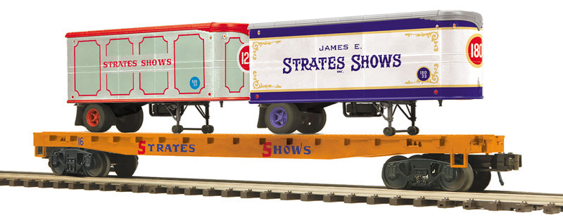 Atlas 3002597 O Strates Shows 16 Flat Car with 20' Trailers