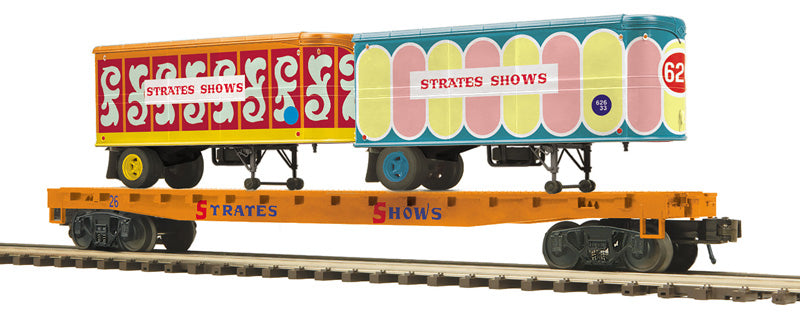 Atlas 3002598 O Strates Shows 26 Flat Car with 20' Trailers