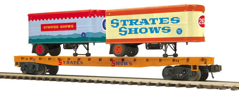 Atlas 3002599 O Strates Shows 66 Flat Car with 20' Trailers