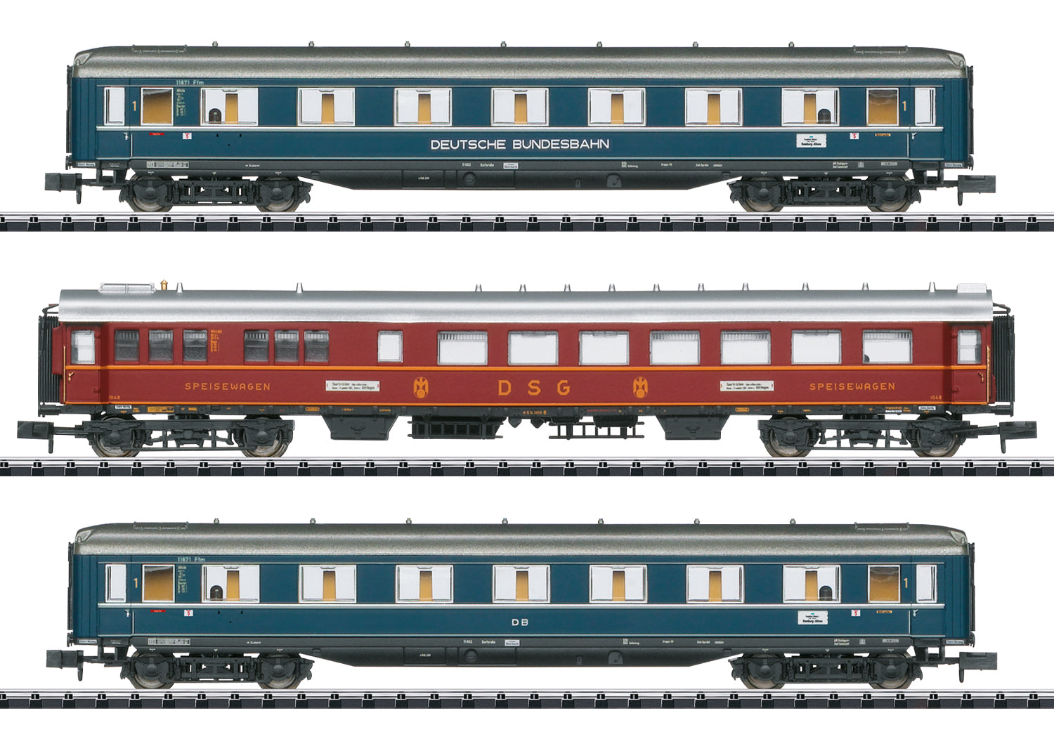 Minitrix 18259 N DB F 41 Senator Express Train Passenger Car (Set of 3)