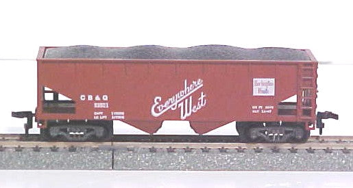 American Flyer 33501 HO Burlington CB&Q 2 Bay Hopper w/ Coal Load LN/Box