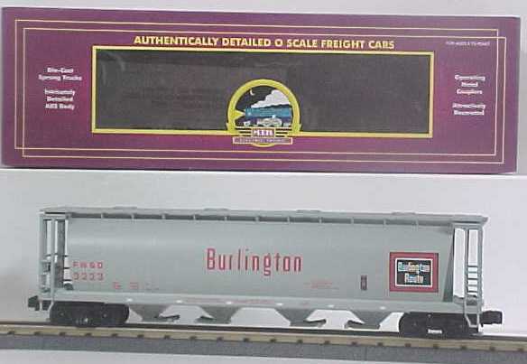 MTH 20-97410 O Gauge Burlington 4-Bay Cylindrical Hopper #3223 LN/Box