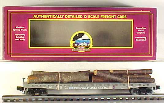 MTH 20-98102 O Western Maryland Flatcar with Log Load #2317 LN/Box