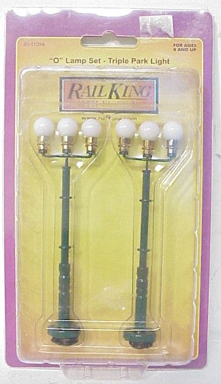 MTH 30-11034 O Tripple Globe Park Lamp Set (Pack of 2)