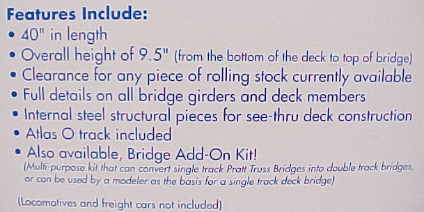 Atlas 6921 O Gauge Double Track Truss Bridge Kit - 3-Rail