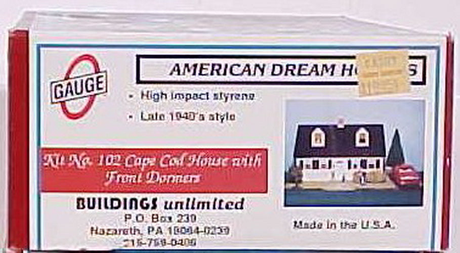 Bldgs Unlimited 102 O Gauge Cape Cod House w/Dormers Building Kit