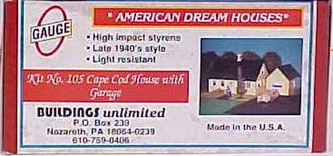 Bldgs Unlimited 105 Cape Cod House with Garage Building Kit