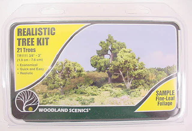Woodland Scenics TR1111 3/4-3" Medium Green Realistic Tree Kits (Pack of 21)