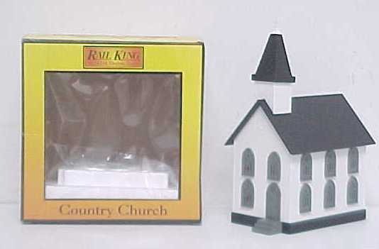 MTH 30-9002 O Gauge White Country Church with Gray Roof & Shutters #5 LN/Box