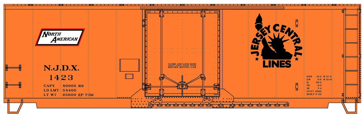 Accurail 3137 HO Jersey Central Lines 40' Insulated Plug Door Boxcar Kit