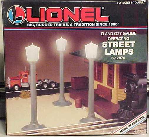 Lionel 6-12874 O Gauge Lighted Street Lamps (Set of 3) NIB