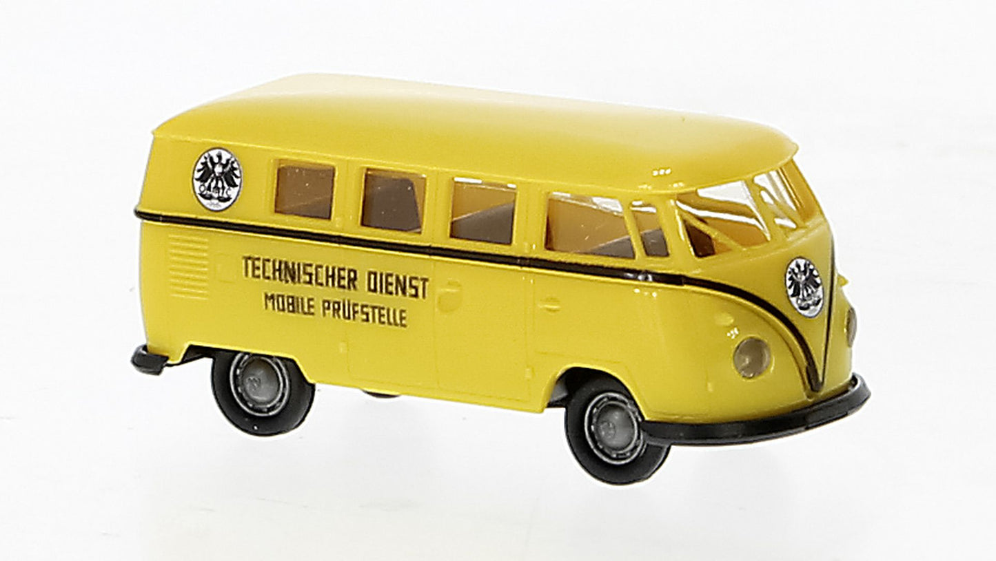 Brekina Automodelle 31623 HO …AMTC Yellow, Black Volkswagen T1b Passenger Van