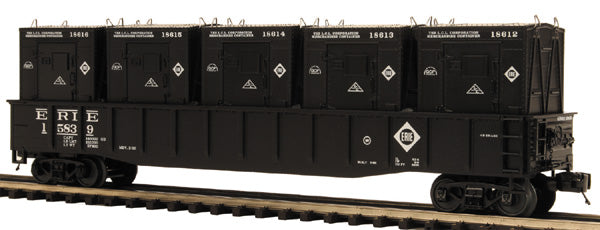 MTH 20-98068 O Gauge Erie Gondola Car #15839 w/LCL Containers